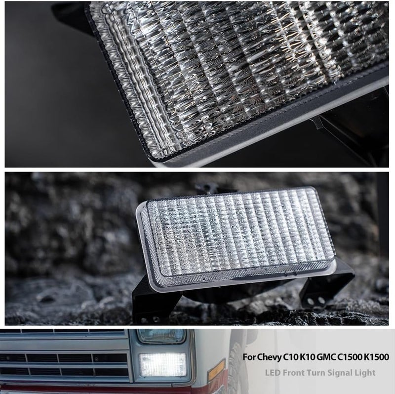 Mingrui test OEM Front Turn Signal Lights for 83-86 Chevy C/K C10 C20 C30 K10 K20 K30 GMC C1500 K1500 Amber Bumper Signal & White Parking Light Corner Marker OEM# 915908 GM2520122 Clear Lens With 2Pcs Led Bulbs - Image 5